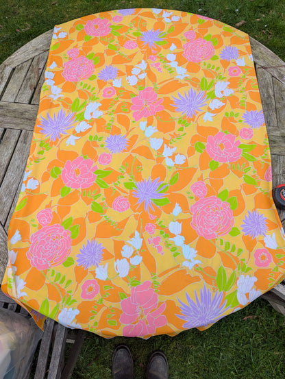 1960s Bright Floral Polyester Fabric