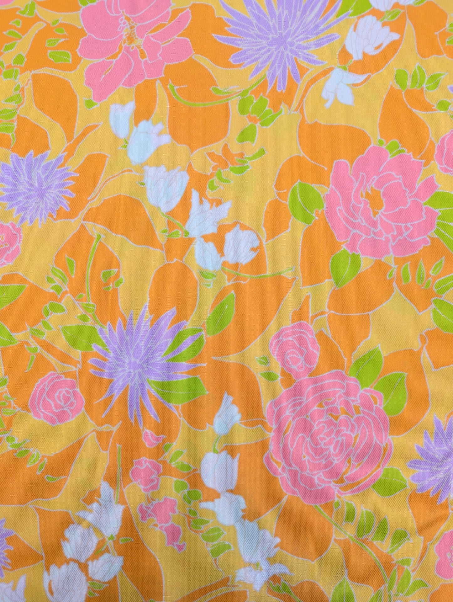 1960s Bright Floral Polyester Fabric