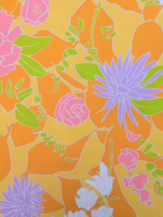 1960s Bright Floral Polyester Fabric