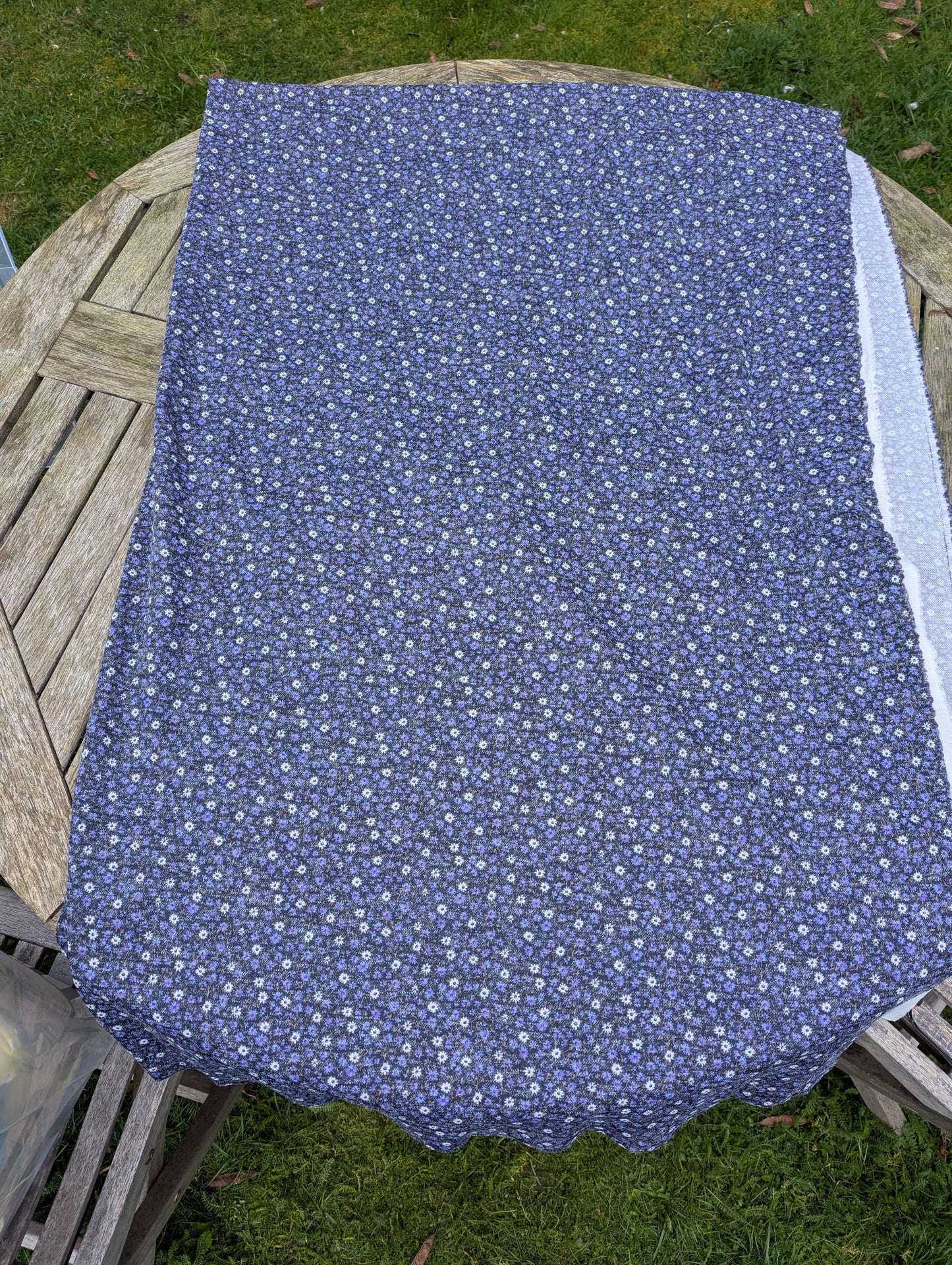 1960s Purple Meadow Polyester Knit Fabric