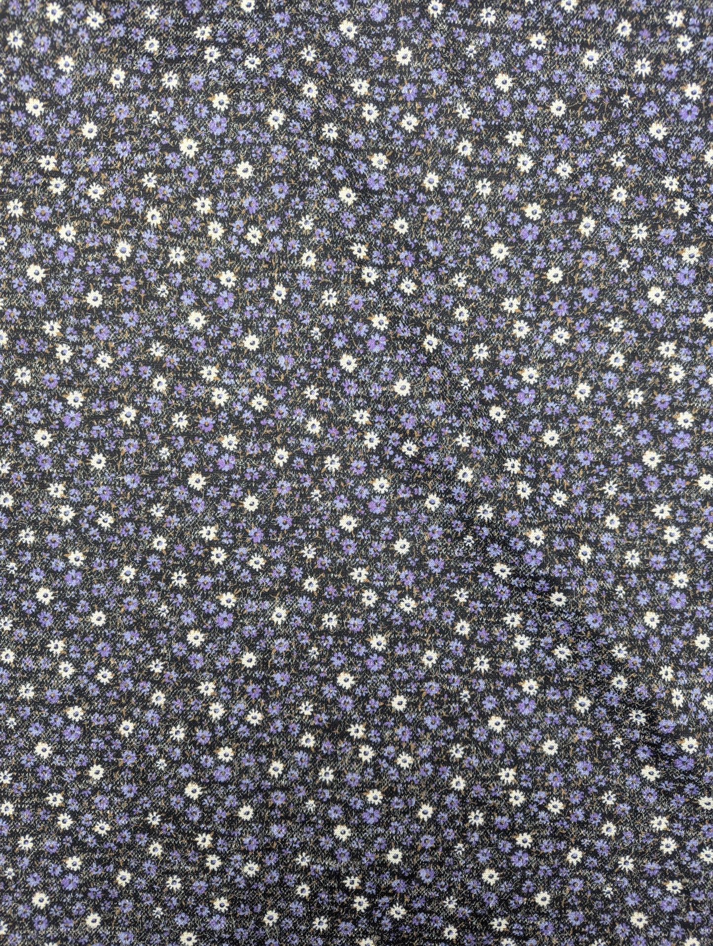 1960s Purple Meadow Polyester Knit Fabric