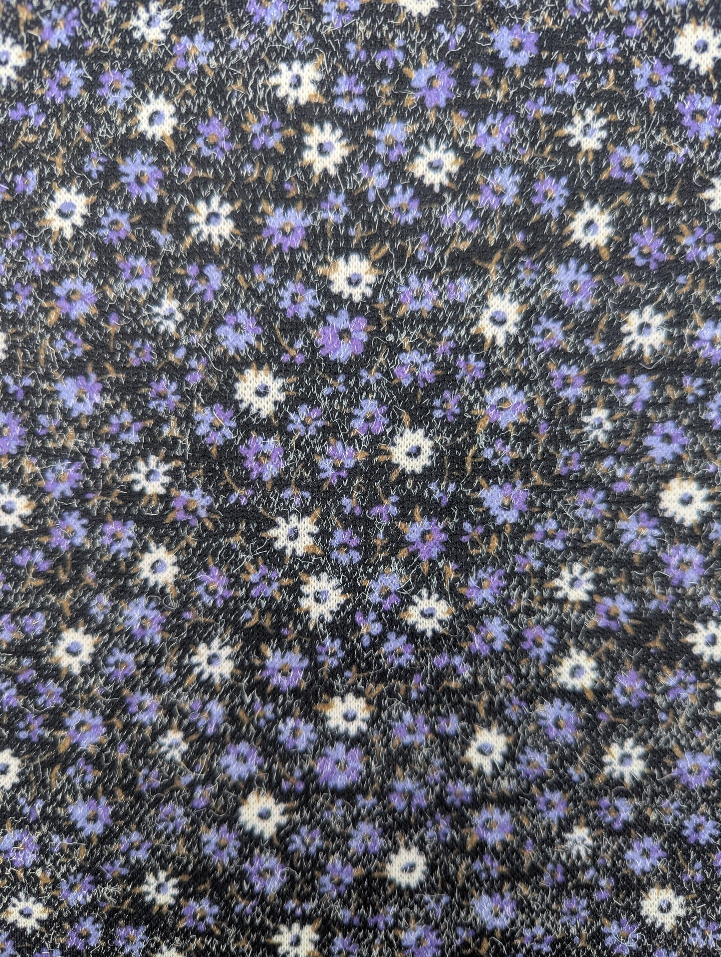 1960s Purple Meadow Polyester Knit Fabric