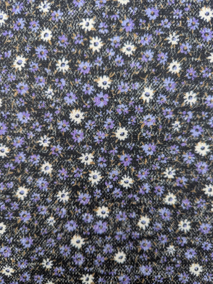 1960s Purple Meadow Polyester Knit Fabric