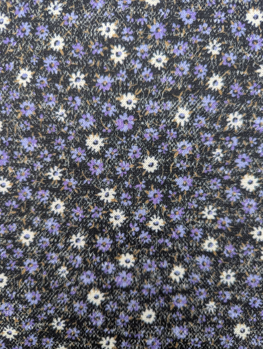 1960s Purple Meadow Polyester Knit Fabric