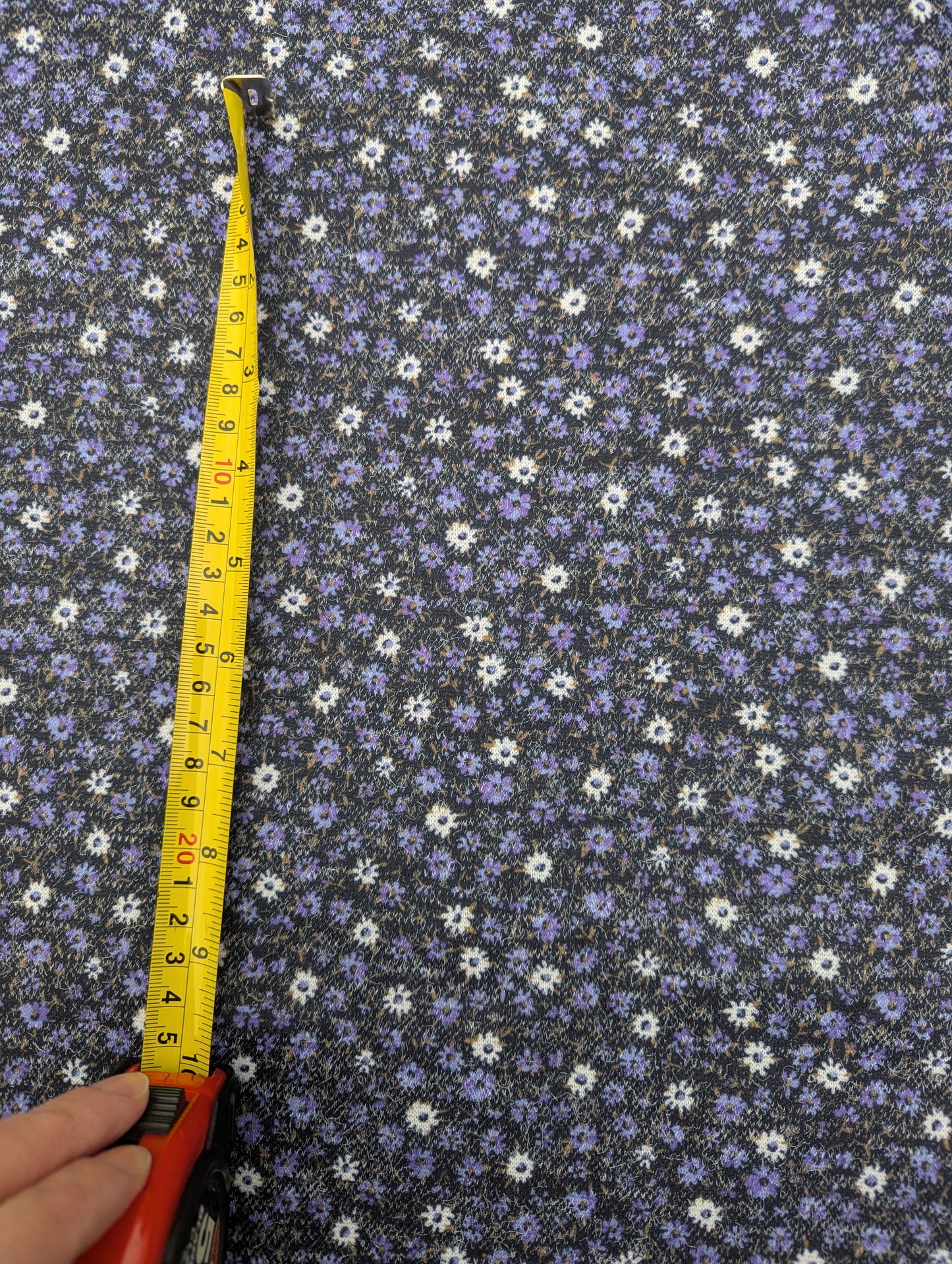 1960s Purple Meadow Polyester Knit Fabric