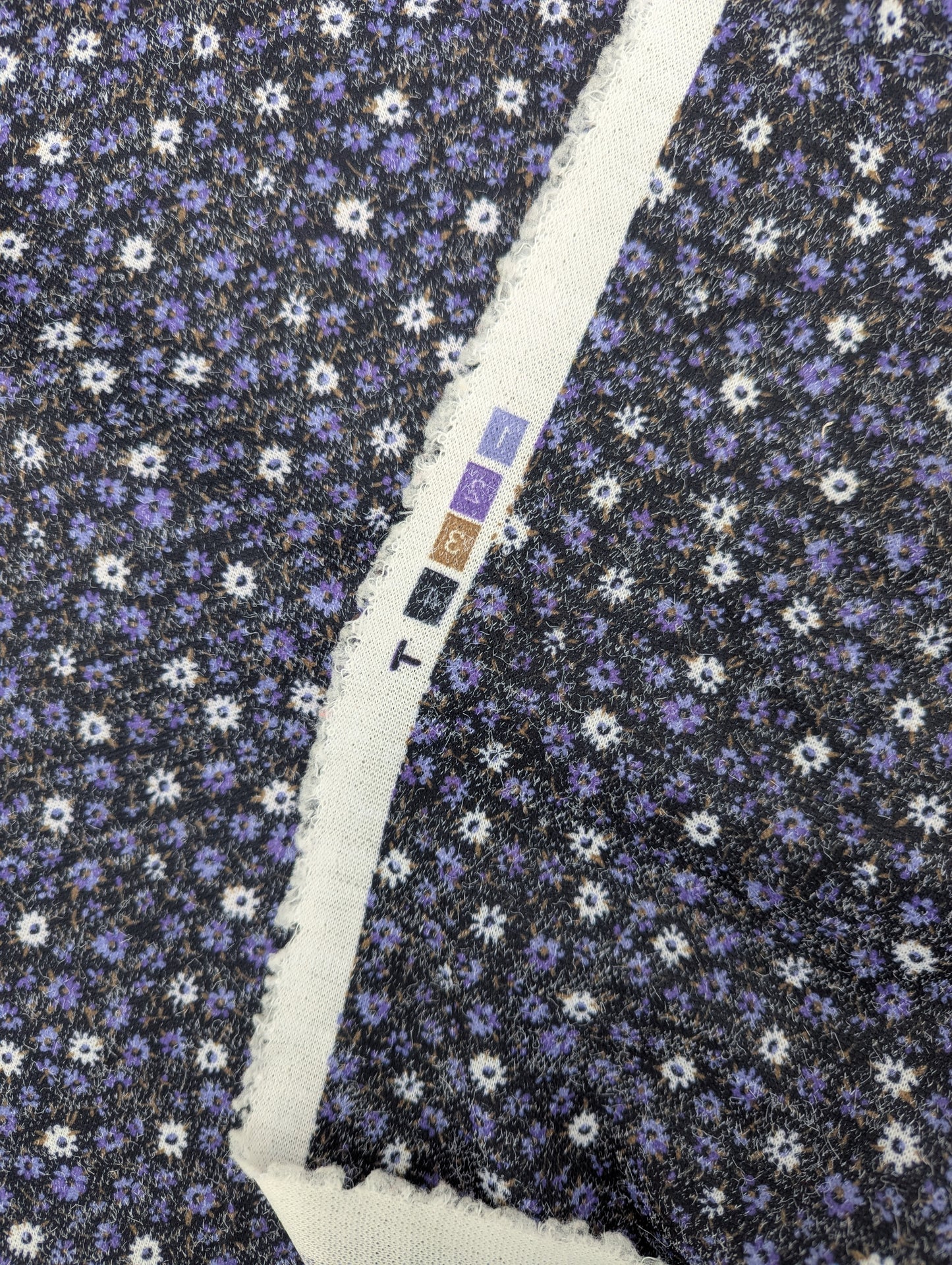 1960s Purple Meadow Polyester Knit Fabric