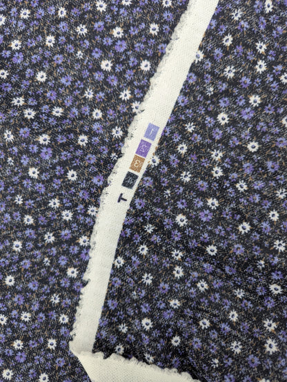 1960s Purple Meadow Polyester Knit Fabric