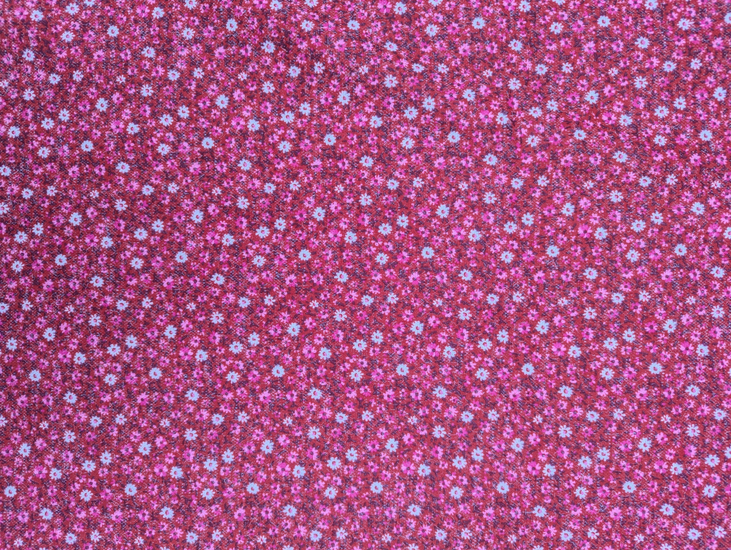 1960s Pink Meadow Polyester Knit Fabric
