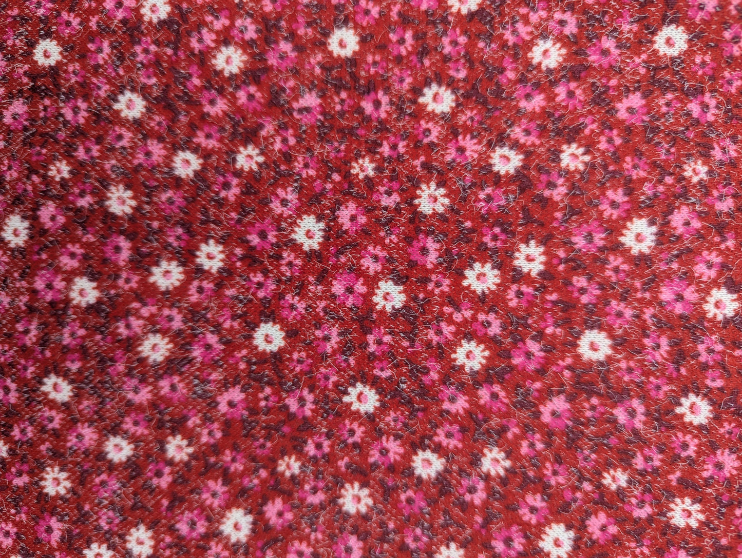 1960s Pink Meadow Polyester Knit Fabric