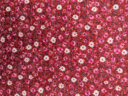 1960s Pink Meadow Polyester Knit Fabric