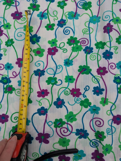 1960s White Floral Nylon Fabric