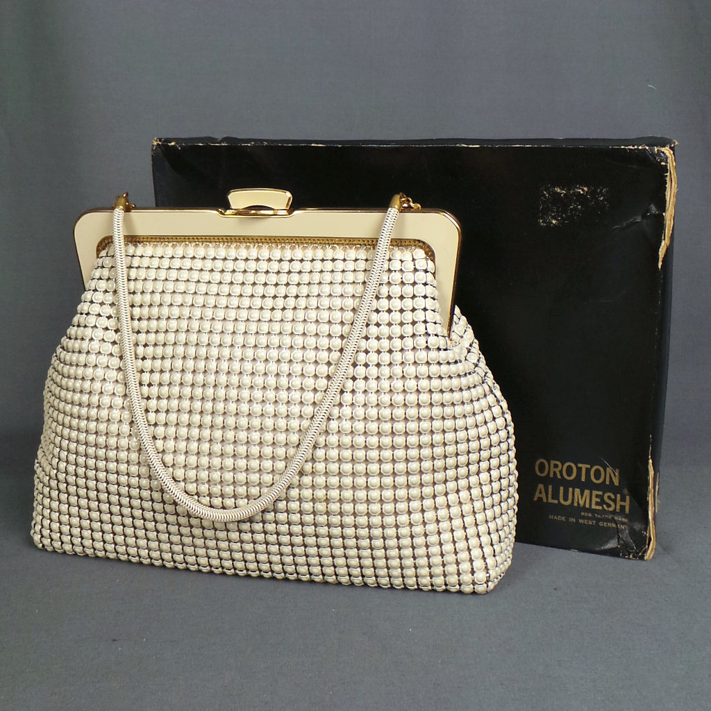 1960s Cream Metallic Vintage Mesh Bag | Oroton