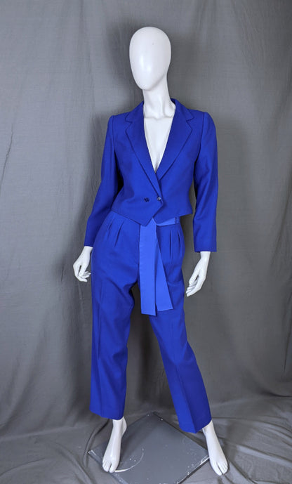 1980s Cobalt Blue Vintage Trouser Suit Hasco