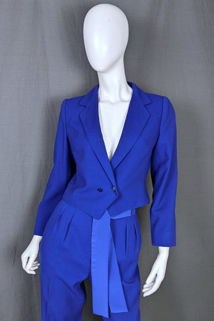 1980s Cobalt Blue Trouser Suit | Hasco | XS