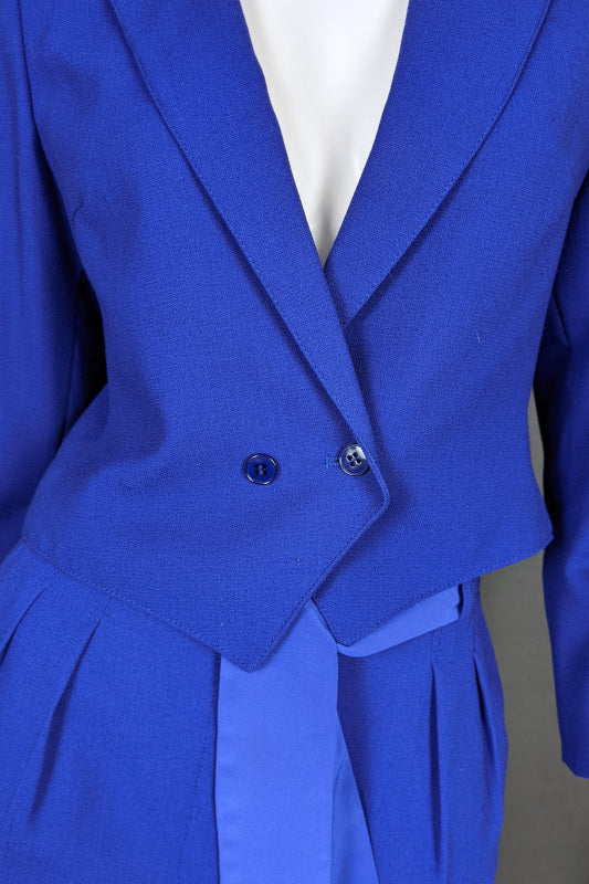 1980s Cobalt Blue Trouser Suit | Hasco | XS