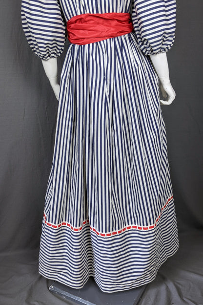 1970s Blue White Stripe Frontier Dress | Capriccio | S