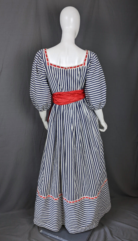 1970s Blue White Stripe Frontier Dress | Capriccio | S