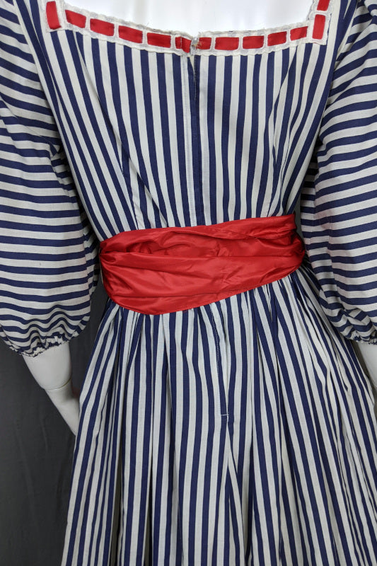 1970s Blue White Stripe Frontier Dress | Capriccio | S