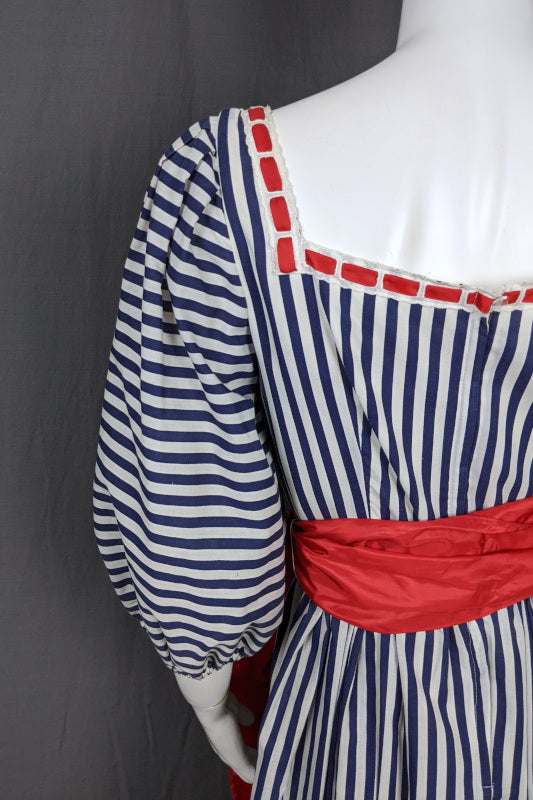 1970s Blue White Stripe Frontier Dress | Capriccio | S