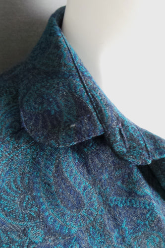 1980s Teal Paisley Wool Shirt & Skirt Set | M