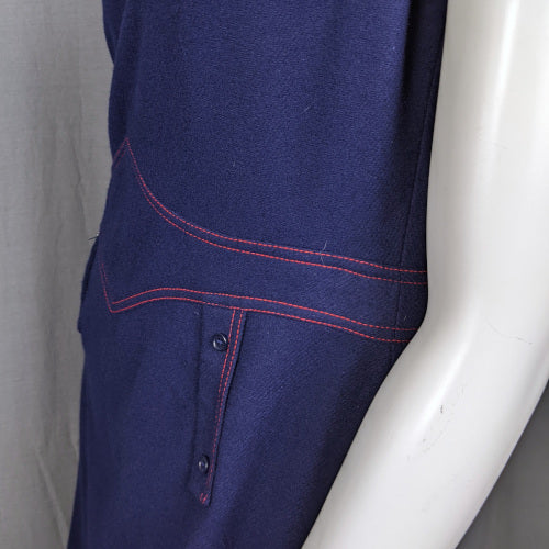 1960s Navy and Red Wool Shift Dress | Berkertex | L