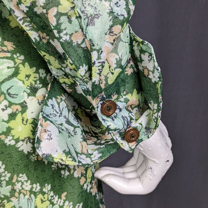 1960s Green Floral Stripe Maxi Dress | Miss Parisienne | 2XL