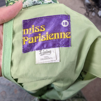 1960s Green Floral Stripe Maxi Dress | Miss Parisienne | 2XL