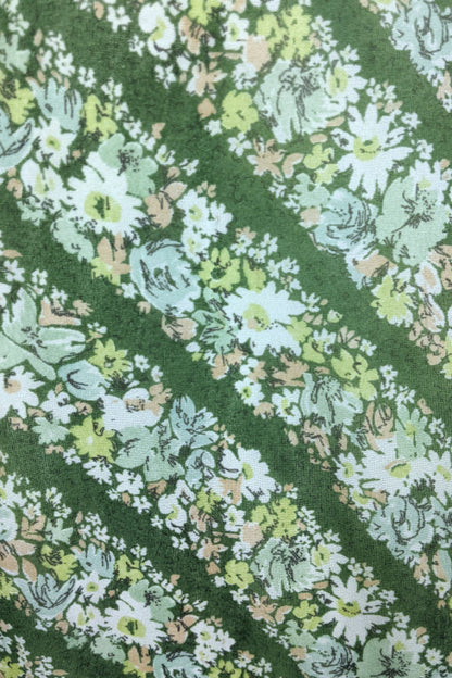 1960s Green Floral Stripe Maxi Dress | Miss Parisienne | 2XL