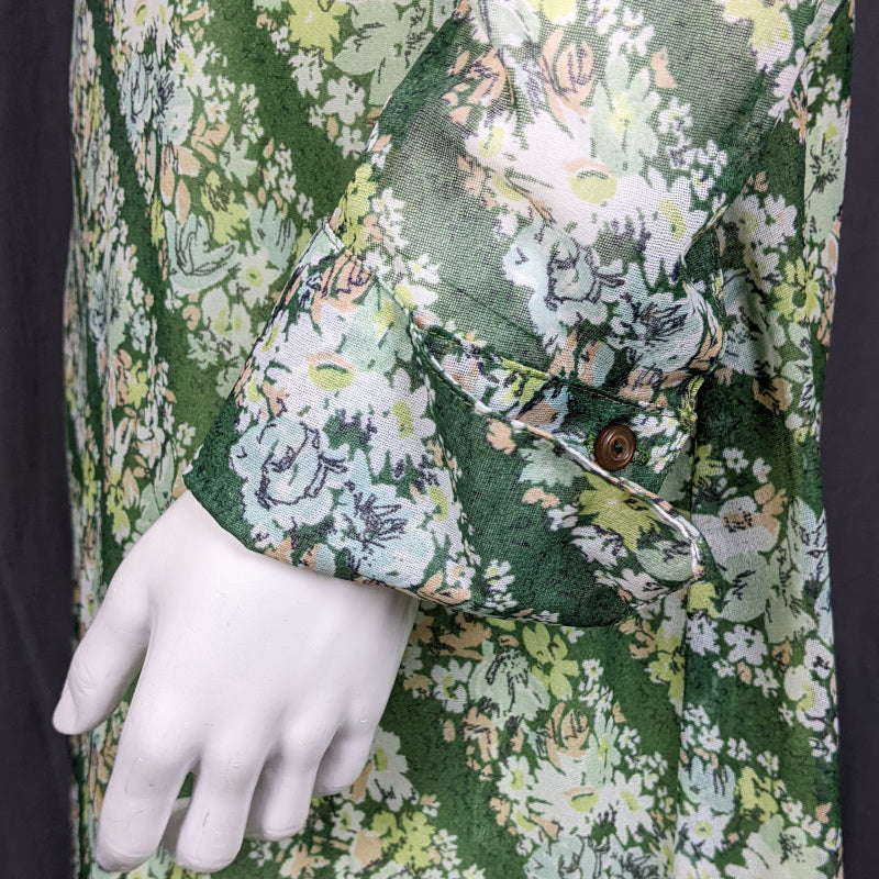 1960s Green Floral Stripe Maxi Dress | Miss Parisienne | 2XL