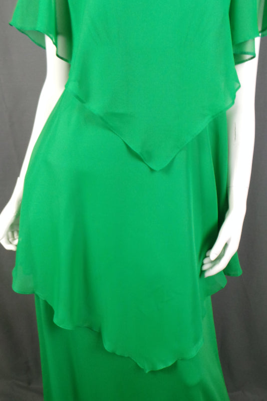 1970 Kelly Green Angel Sleeve Maxi Dress | M