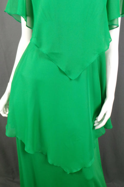 1970 Kelly Green Angel Sleeve Maxi Dress | M