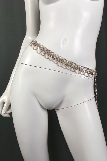 1960s Silver Tone Belly Dancer Chain Belt | S