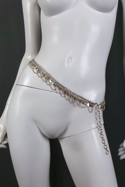 1960s Silver Belly Dancer Chain Belt | S