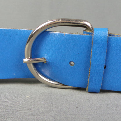 1970s Cobalt Blue Leather Belt | L