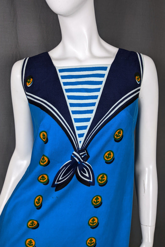 1960s Trompe L'Oeil Printed Sailor Mini Dress | Ein Fink Kleid | M