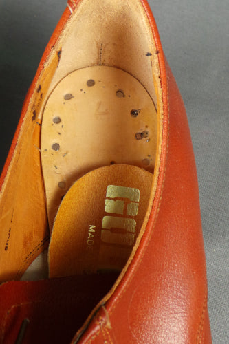 1960s Deadstock Brown Leather Smart Shoes | Goliath | UK 7
