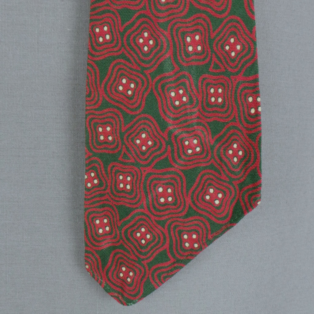 1940s Red Green Tootal Swirl Vintage Tie