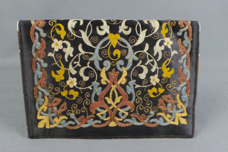 1930s Black Celtic Embroidered Clutch
