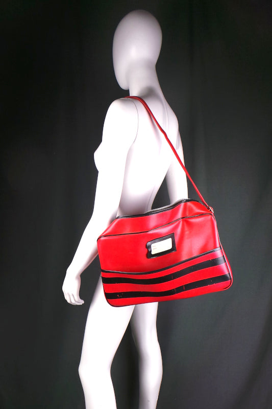 1970s Red and Black Vinyl Shoulder Bag