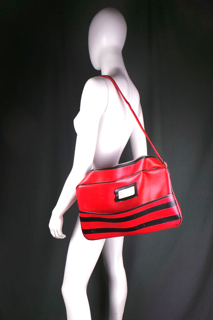 1970s Red and Black Vinyl Shoulder Bag