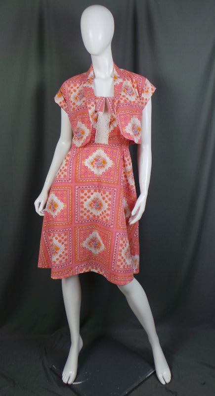 1960s Pink Bandana Vintage Dress & Jacket