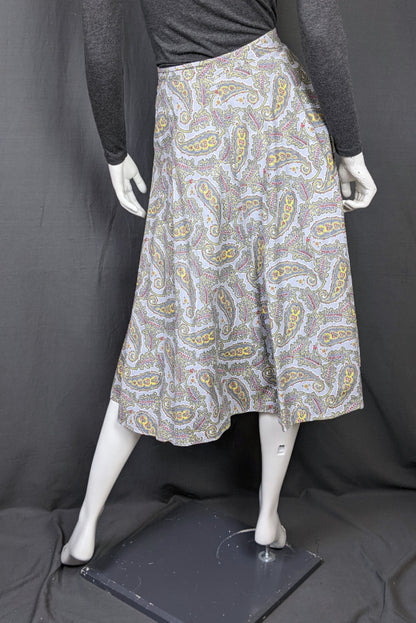 1950s Grey Paisley Print Circle Skirt | S