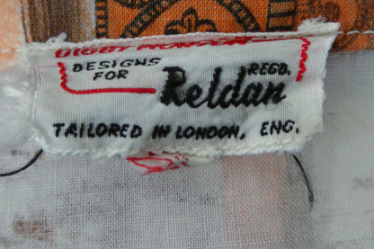 1950s Brown & Orange Venice Print Shirt | Reldan | XL