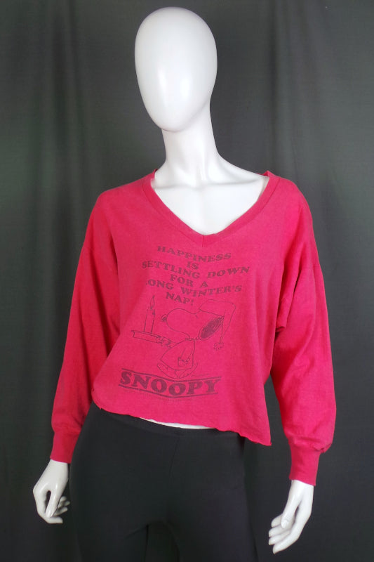 1960s Rare Pink Snoopy Long Sleeve Tee | Mayo Spruce | XL