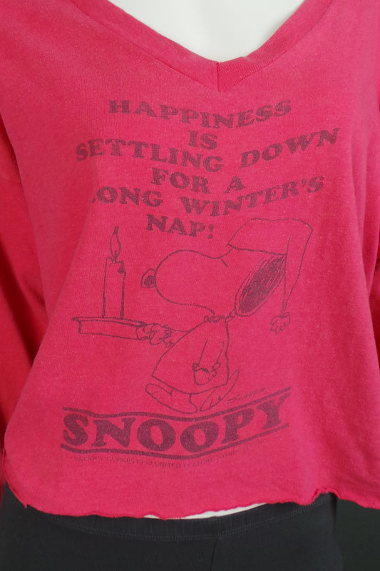 1960s Rare Pink Vintage Snoopy Long Sleeve Tee Mayo Spruce