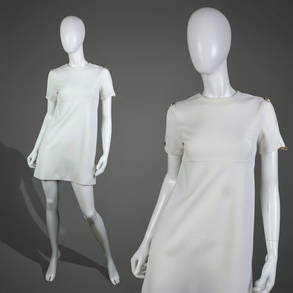 1960s White 'Cold Shoulder' Mini Dress | Polly Peck | S