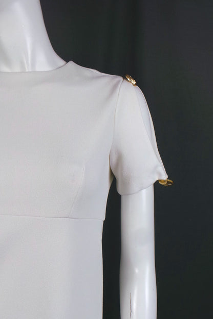 1960s White 'Cold Shoulder' Mini Dress | Polly Peck | S