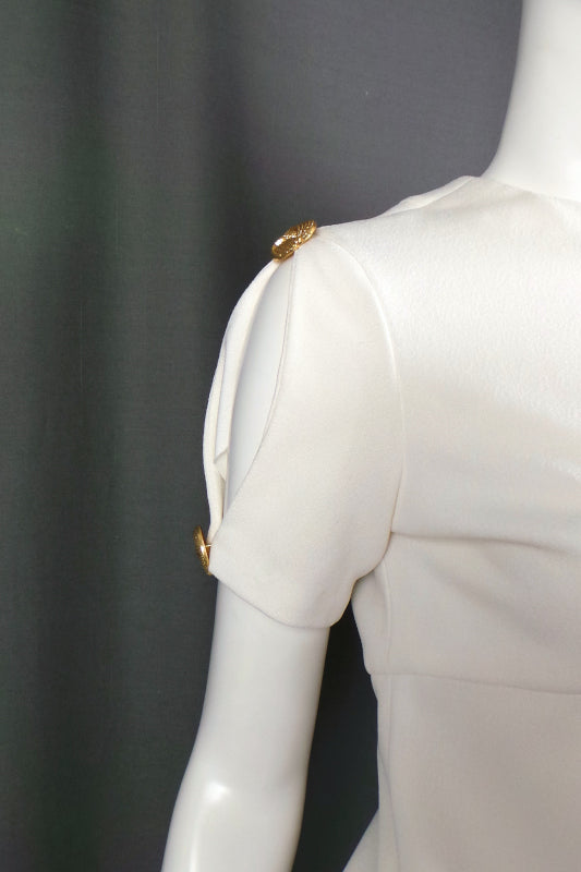 1960s White 'Cold Shoulder' Mini Dress | Polly Peck | S