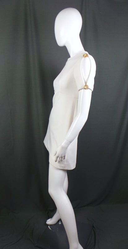 1960s White 'Cold Shoulder' Mini Dress | Polly Peck | S