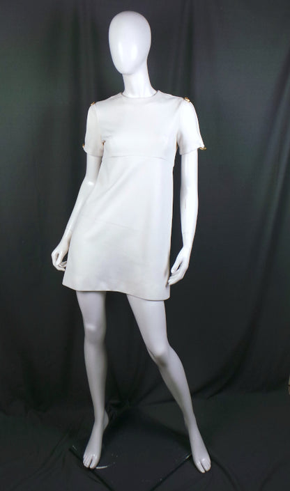 1960s White 'Cold Shoulder' Mini Dress | Polly Peck | S